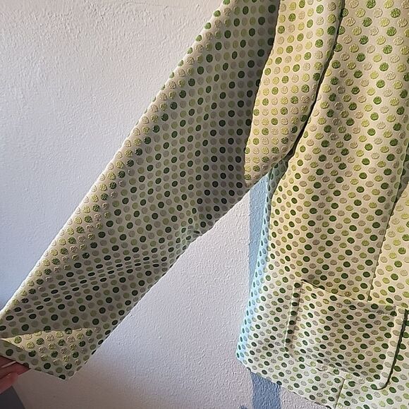 Susan Graver Style Green Polka Dot Jacquard Blazer - Size Small - Picture 4 of 6